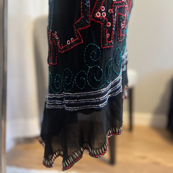 100% Silk Beaded SzM Fabrica Black Evening/Formal Party/Wedding/Prom/Party Dress - Picture 4 of 15